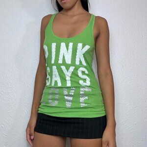 Y2k VS PINK GREEN SPELL OUT TANK TOP